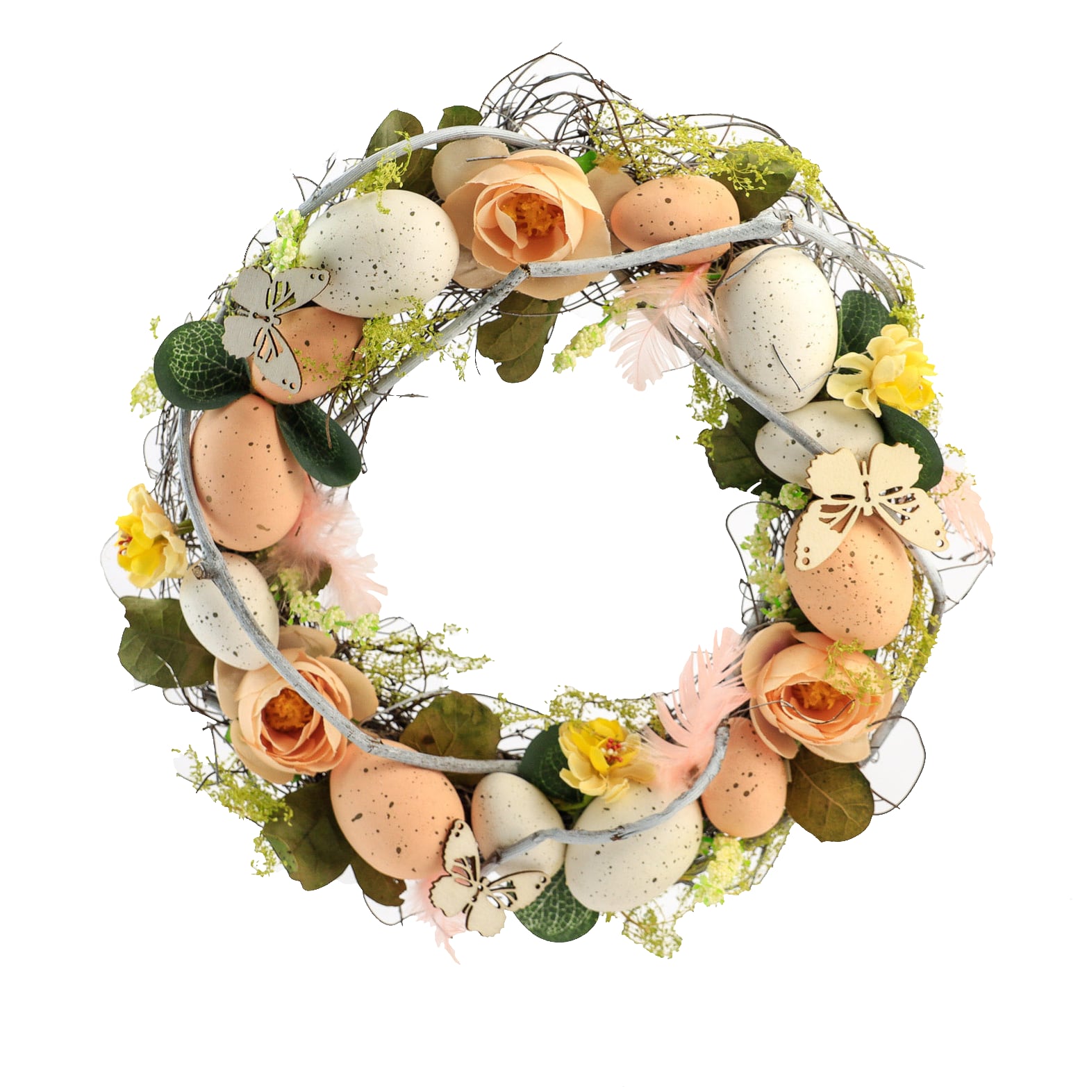 APRICOT FLORAL EASTER WREATH - 26cm