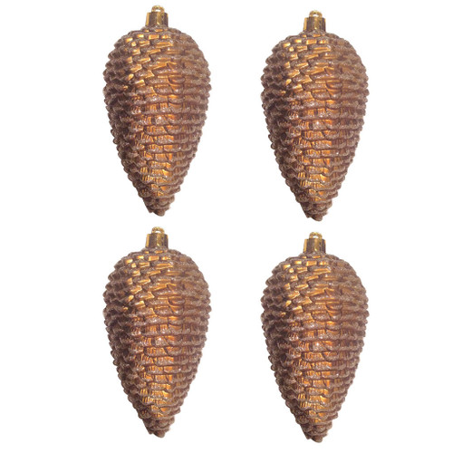 Brown Gold Pinecone Ornaments (Set of 4)