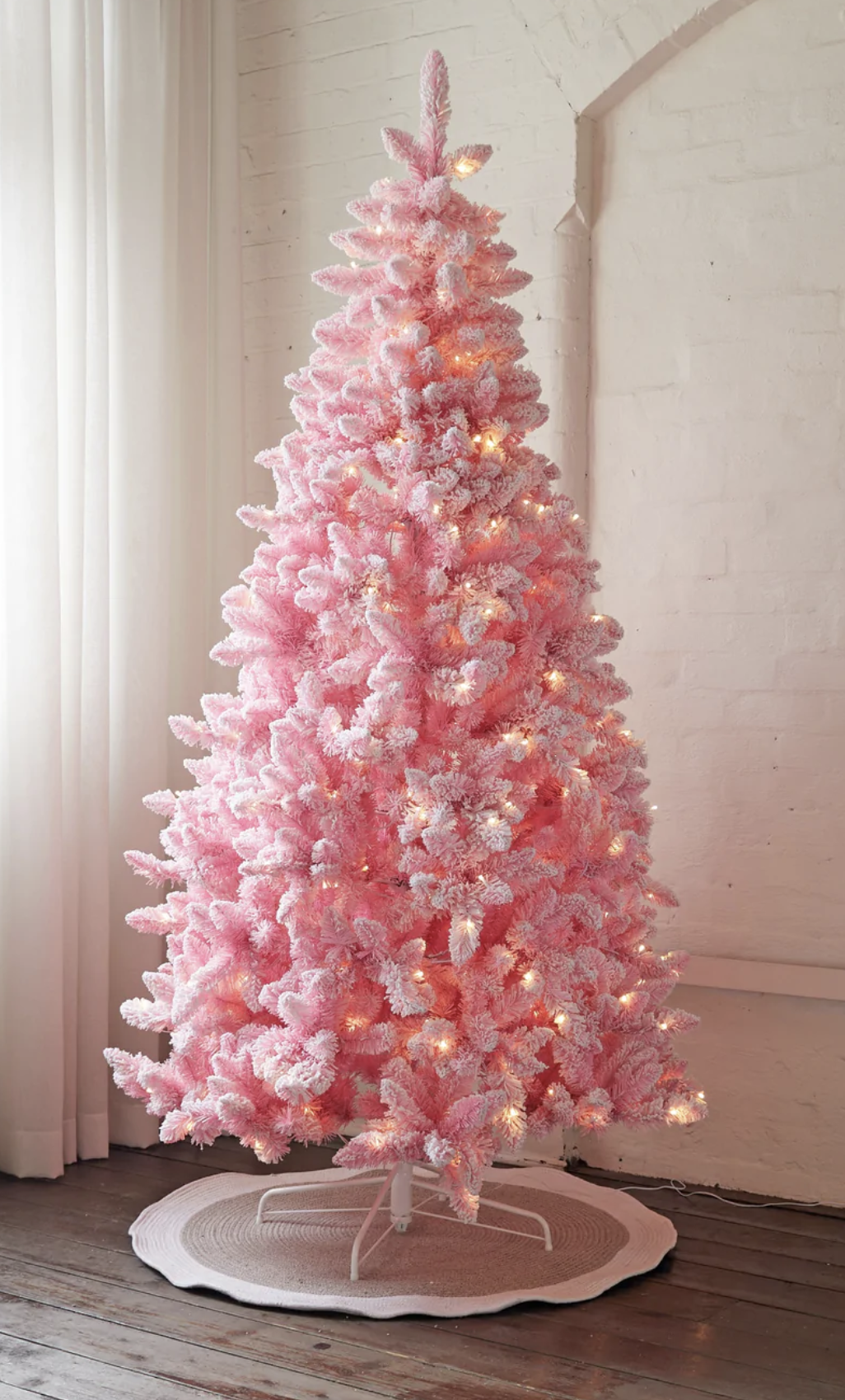 Pink Passion Prelit Flocked Christmas Tree 7.5ft