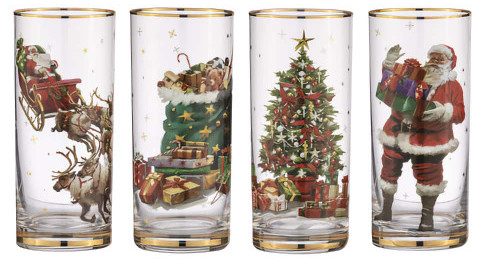 Ladelle Ashdene Spirit of Christmas Set of 4 Highball Tumblers