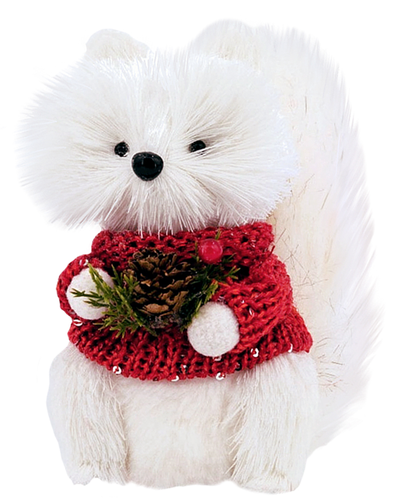 White Fox in Festive Jumper 16cm