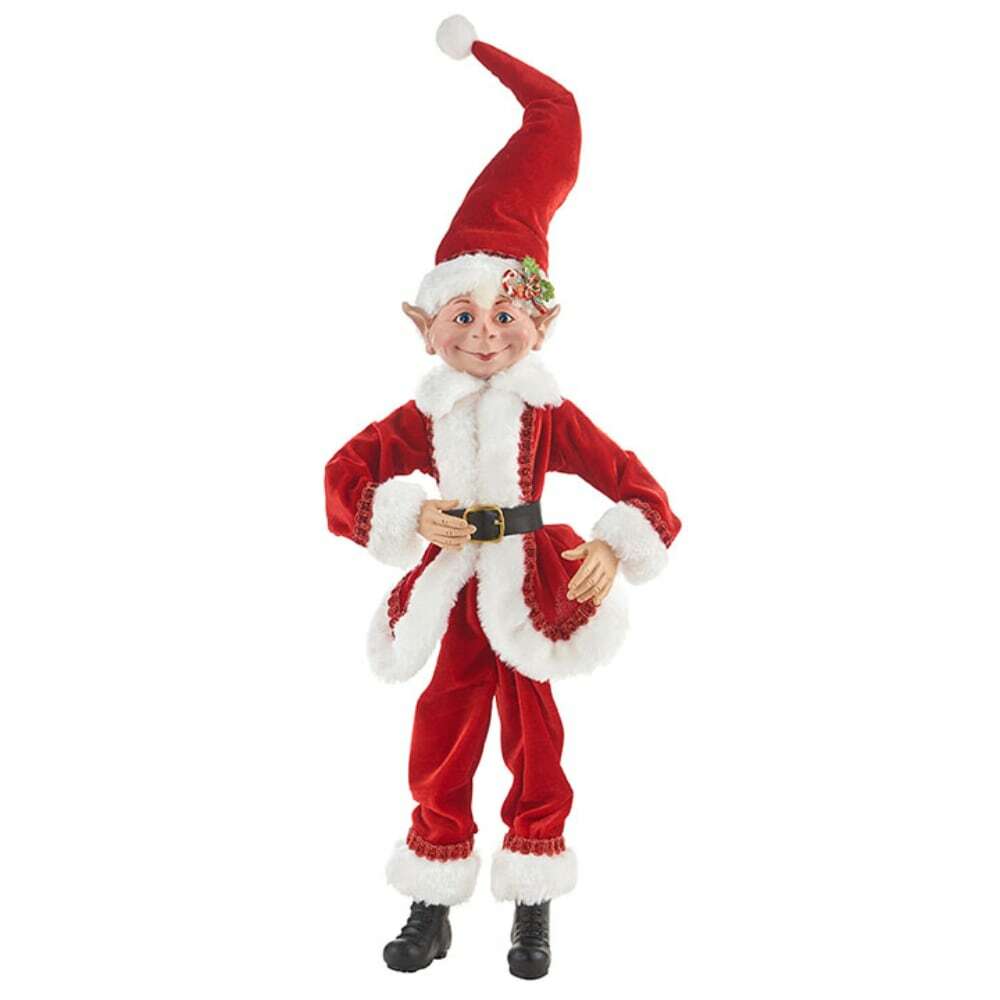 Red Christmas Elf In Santa Costume - 61cm